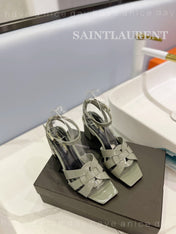 SL TRIBUTE SANDAL GLOSSY SAGE CALFSKIN