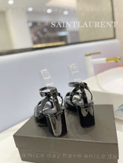 SL TRIBUTE SANDAL GLOSSY BLACK CALFSKIN