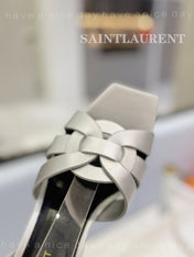 SL TRIBUTE SANDAL SILVER CALFSKIN