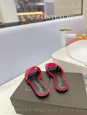 SL TRIBUTE SLIPPERS GLOSSY RED CALFSKIN