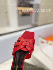 SL TRIBUTE SLIPPERS RED CALFSKIN
