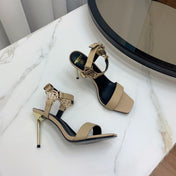 BALMAIN 25S HIGH HEELS WITH B METAL DETAIL 95MM IN LIGHT BROWN CALFSKIN