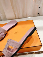 0RAN SANDALS PASTEL PINK LAMBSKIN ATTACH CRYSTAL