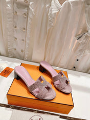 0ASIS SANDALS PASTEL PINK LAMBSKIN ATTACH CRYSTAL