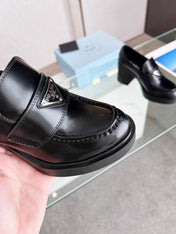 PRA CHOCOLATE BRUSHED LEATHER LOAFERS BLACK