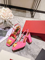 ONE STUD BRIGHT PINK PATENT LEATHER LACE-UP HIGH HEELS 85 MM