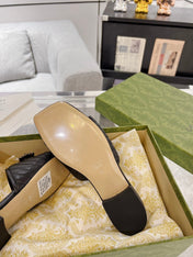 GG SPARKLE CRYSTAL SLIDE SANDAL BLACK CALFSKIN