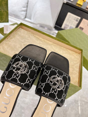 GG EXCLUSIVE SLIDE SANDAL BLACK FABRIC