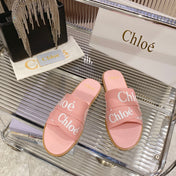 CHLOÉ WOODY SLIPPER IN ROSE PINK CANVAS