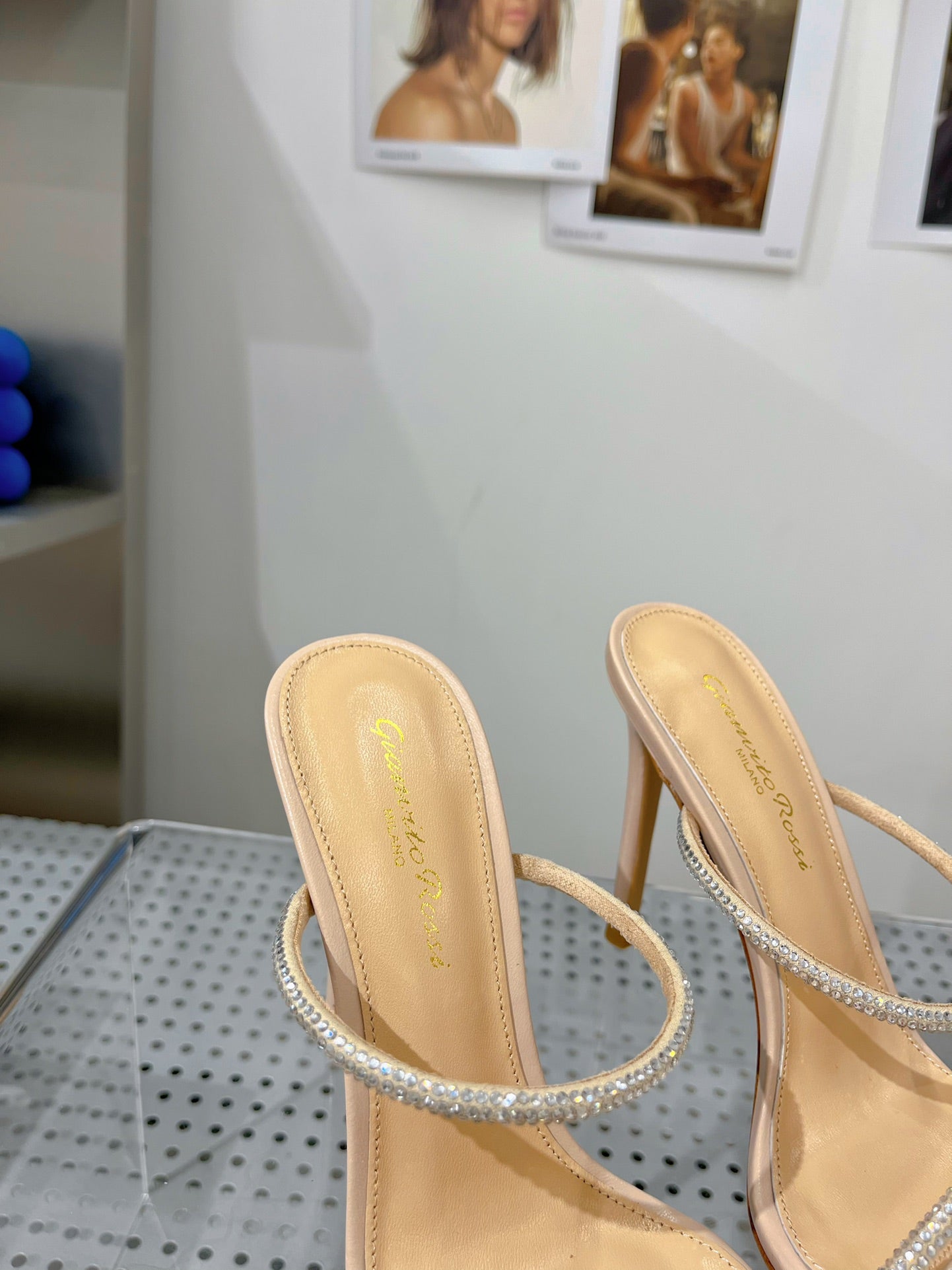 GIANVITO ROSSI 26S POINTED HIGH-HEEL SANDALS 100 MM IN BEIGE LAMBSKIN
