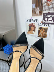 GIANVITO ROSSI 26S POINTED HIGH-HEEL SANDALS 100 MM IN BLACK LAMBSKIN