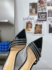 GIANVITO ROSSI 26S HIGH-HEEL SANDALS 100 MM IN BLACK LAMBSKIN