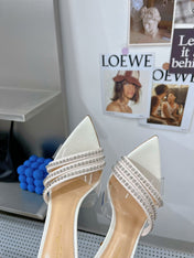 GIANVITO ROSSI 26S HIGH-HEEL SANDALS 100 MM IN CREAM WHITE LAMBSKIN