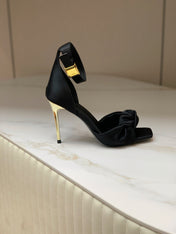 BALMAIN 25S KNOTTED HIGH HEELS 95MM IN BLACK SATIN