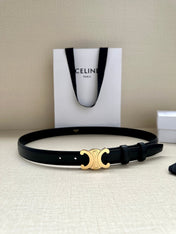 Medium Triomphe Belt 25mm Black Calfskin Ghw