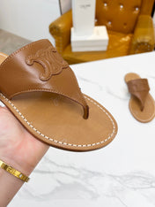 THONG MULE IN BRONZE BROWN CALFSKIN