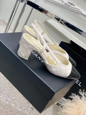 HIGH SLINGBACKS 65 WHITE MIX BLACK CALFSKIN