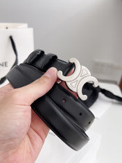 CELINE 26S BELT 25 MM IN BLACK CALFSKIN 672025
