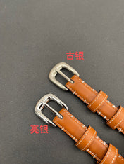 CL SMALL 18 MM TRIOMPHE BELT IN TAURILLON BRONZE BROWN LEATHER SILVER HARDWARE