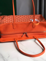 HARDY PM BAG 40 IN ORANGE GOYARDINE CANVAS AND TAURILLON LEATHER TRIM