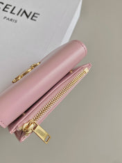 TRIOMPHE 9 WALLET TWO-IN-ONE PINK PASTEL CALFSKIN