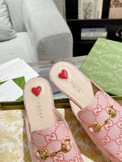 MEN'S MULE WITH HORSEBIT IN PINK PASTEL MONOGRAM JACQUARD FABRIC