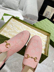MEN'S MULE WITH HORSEBIT IN PINK PASTEL MONOGRAM JACQUARD FABRIC