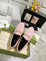 MEN'S LOAFER WITH HORSEBIT IN PINK PASTEL MONOGRAM JACQUARD FABRIC