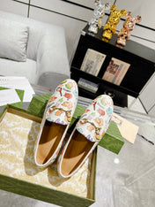 HORSEBIT LOAFER WITH CUTE ANIMAL PRINT IN WHITE CALFSKIN