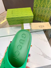 PLATFORM SANDALS IN EMERALD GREEN MONOGRAM IMPORTED TPU
