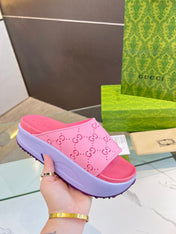 PLATFORM SANDALS IN BABY PINK MONOGRAM IMPORTED TPU