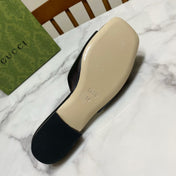GUCCI 26S BLONDIE SLIPPERS IN BLACK CALFSKIN
