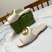 GUCCI 26S BLONDIE SLIPPERS IN CREAM WHITE CALFSKIN