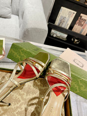 GG CLASSIC STRAPPY HEEL SANDAL METALLIC GOLD CALFSKIN