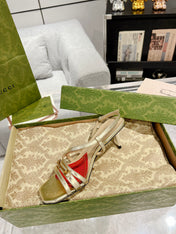 HIGH HEEL 65MM IN LIGHT GOLD CALFSKIN WITH RED HEART
