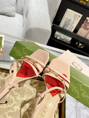 GG CLASSIC STRAPPY HEEL SANDAL PASTEL PINK CALFSKIN