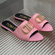 FLAT SLIDE IN BABY PINK METALLIC CALFSKIN