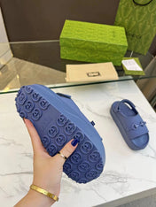 HORSEBIT FLATFORM SANDAL 5 CM IN AEGEAN BLUE IMPORTED TPU