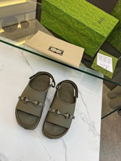 HORSEBIT FLATFORM SANDAL 5 CM IN ARMY GREEN IMPORTED TPU