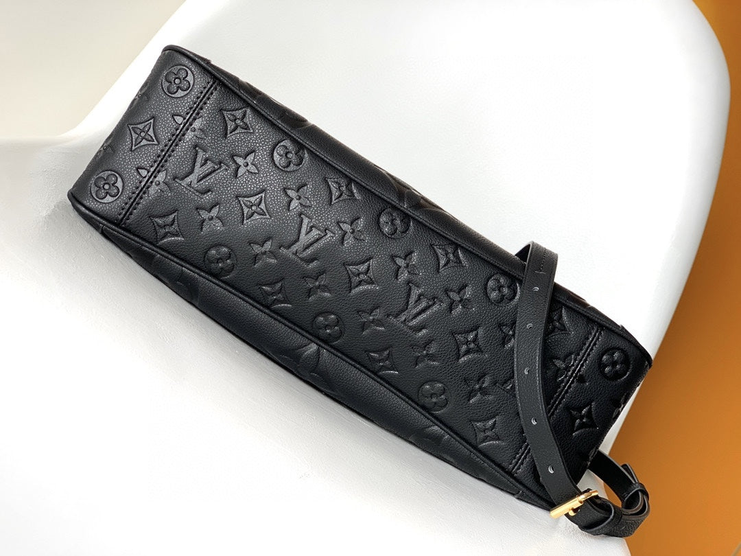 LV 25S TRIANON MM BAG 36 IN BLACK CALFSKIN GOLD HARDWARE