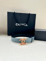 CHANEL 25S BELT 30 MM IN LIGHT STEEL BLUE CALFSKIN 616966