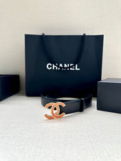 CHANEL 25S BELT 30 MM IN BLACK CALFSKIN 616968