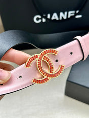 CHANEL 25S BELT 30 MM IN LIGHT PINK CALFSKIN 616971