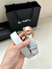 CHANEL 25S BELT 30 MM IN WHITE CALFSKIN 616972