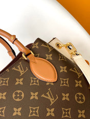LV 25S OPÉRA MEDIUM BAG 36 IN BROWN AND CREAM MONOGRAM CALFSKIN GOLD HARDWARE