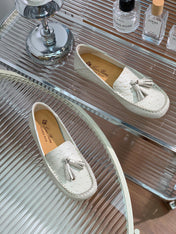 LP SPECIAL DOT SOLE WALK LOAFERS WHITE LAMBSKIN