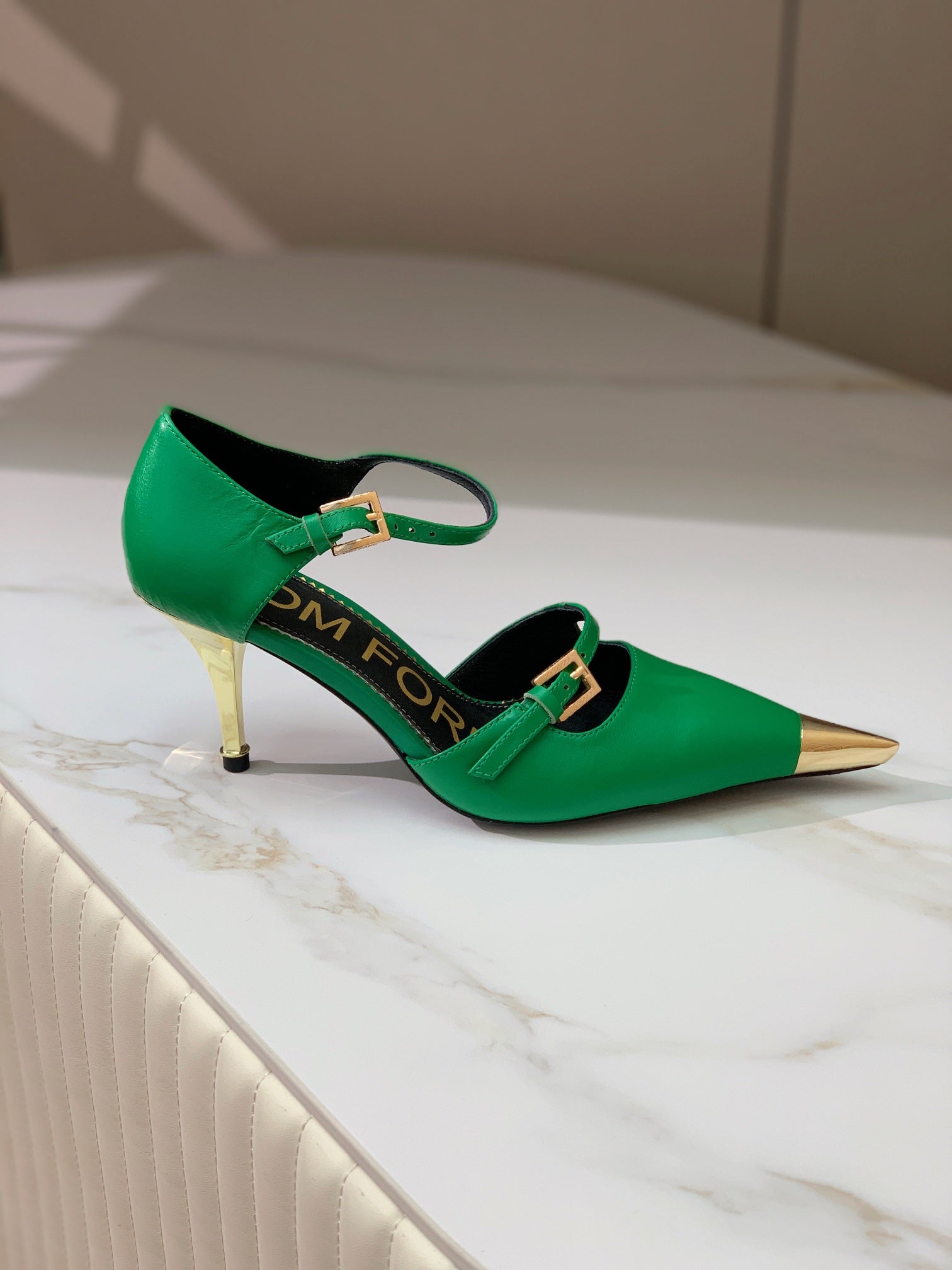 MARY JANE PUMP 7 CM IN EMERALD GREEN CALFSKIN