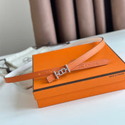 HM ANCRE BUCKLE & REVERSIBLE WHITE AND ORANGE LEATHER STRAP 13MM SILVER HARDWARE