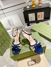 GG HIGH - HEEL SANDAL AZURE FABRIC ATTACH BOW