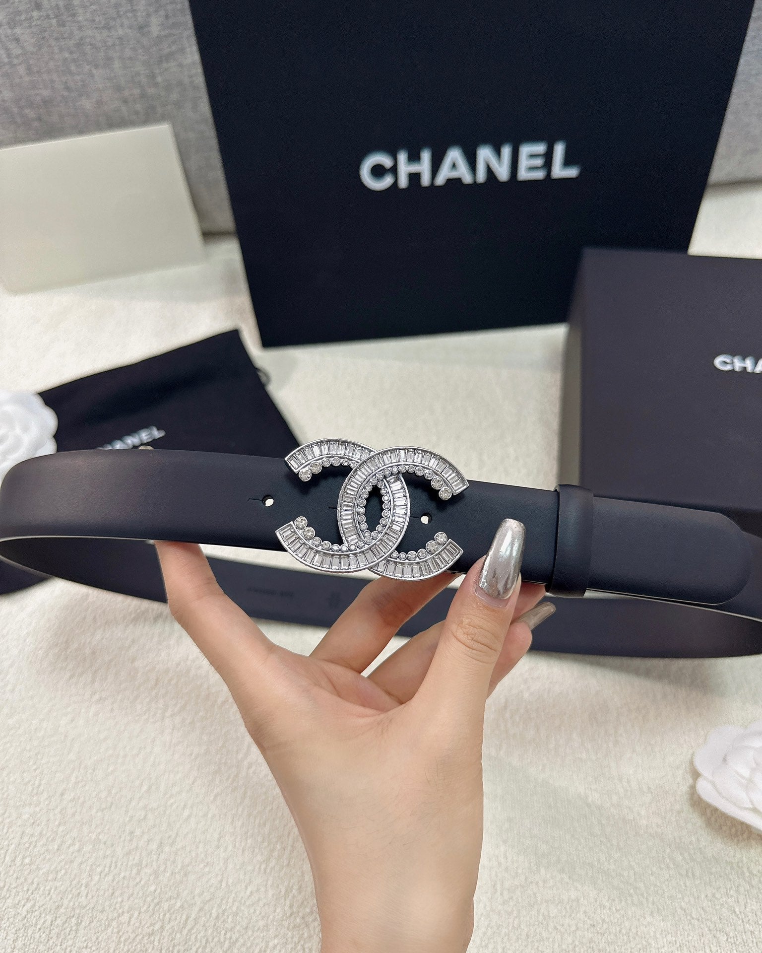 CHANEL 26S BELT 30 MM IN BLACK CALFSKIN 669346